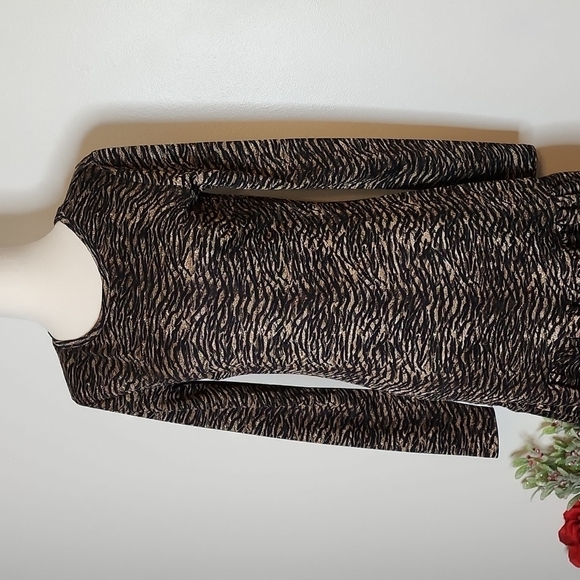 NEW MICHAEL Michael Kors Flounce Tiger Metallic Dress Animal Print Designer - Picture 4 of 13